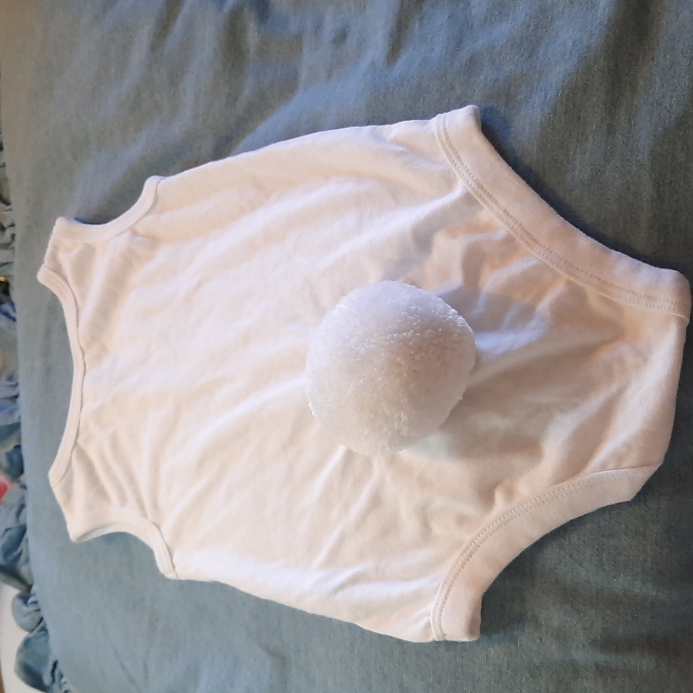 Sz 18 mo bunny tail white onsie baby Easter picture outfit